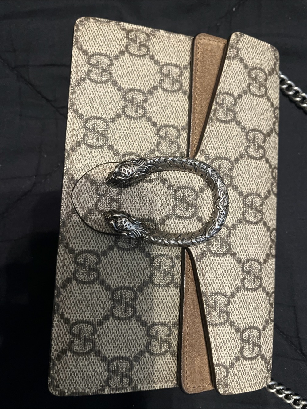 AUTHENTIC Gucci Dionysus Super mini GG Supreme Crossbody Bag with Silver Chain - Picture 2 of 7